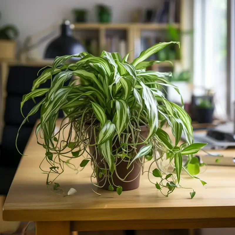 spider plant, plantes vertes au bureau