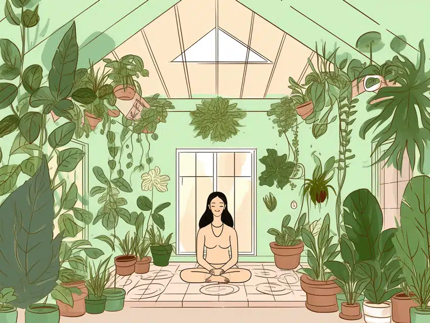 bienfaits de l'horticulture d'intérieur, yoga lotus