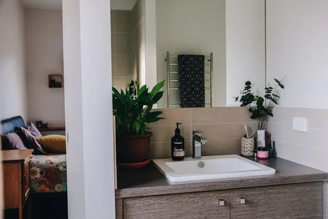 plantes dans une salle de bain