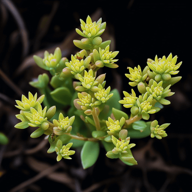 Sedum sarmentosum sur fond noir