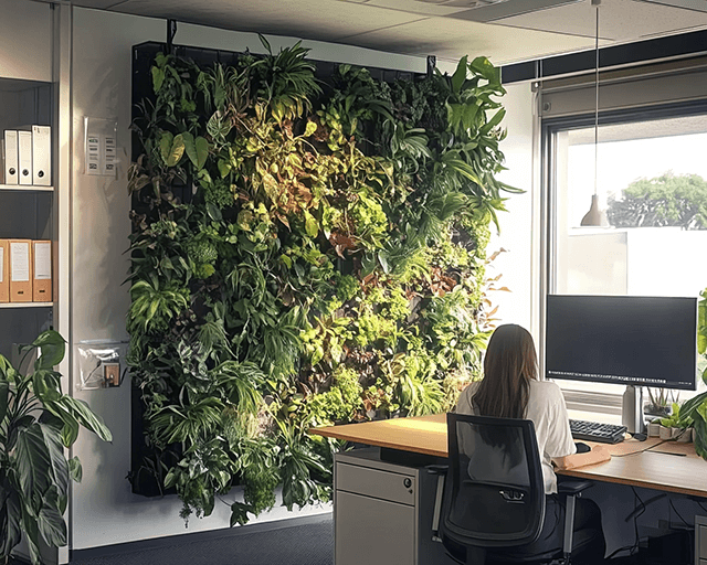 jardin vertical dans un bureau